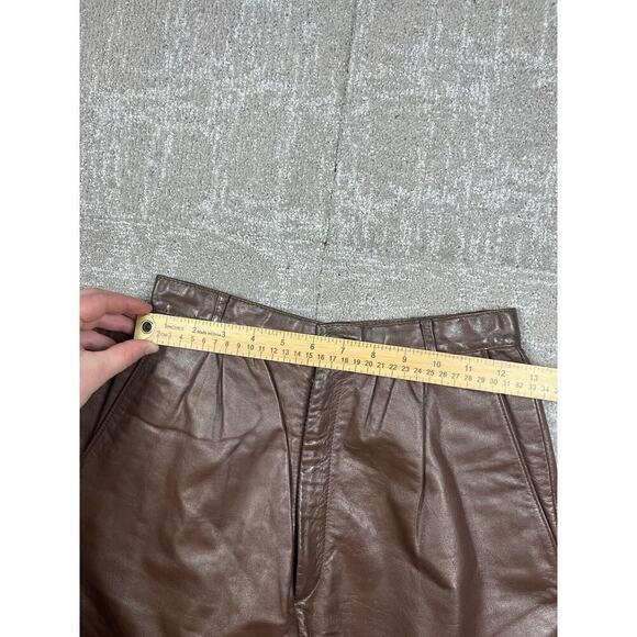 Vintage Avanti Brown Leather High Rise Slim Pants Womens 8 Made In Korea - Picture 4 of 8